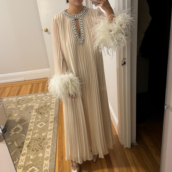 Self Portrait crystal pleated chiffon gown 0 - Picture 2 of 6